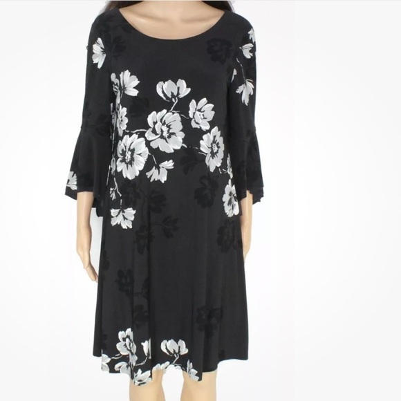 Lauren by Ralph Lauren Women's Floral-Print Flutter Sleeve Dress Size 10 - Picture 1 of 13